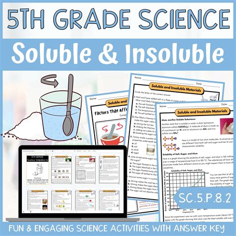 soluble  insoluble substances worksheets worksheets  kindergarten