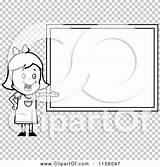 Girl Clipart Presenting Chalkboard Blank School Outlined Coloring Vector Cartoon Cory Thoman sketch template