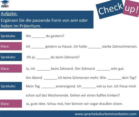 uebung praeteritum von seinund haben german language learning