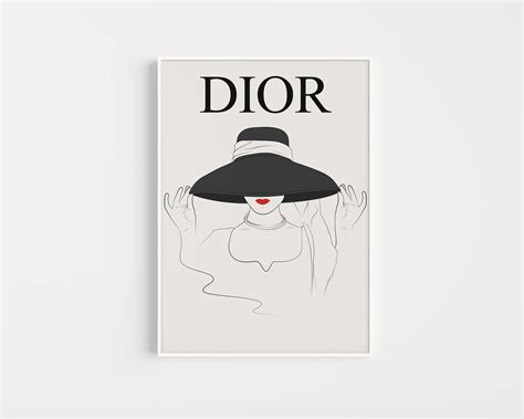 Dior Print Black And White Line Drawing Woman Line Art Etsy