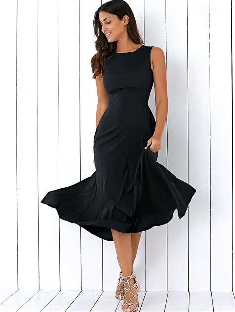sovalro vintage long   sleeveless semi formal plain women dress