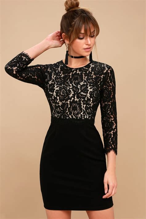 sexy black lace bodycon dress black and nude bodycon dress lulus