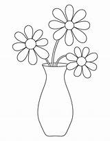 Vase Flower Coloring Drawing Pages Printable Flowers Simple Kids Template Drawings Vases Easy Draw Preschool Color Print Colour Big Colorear sketch template