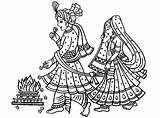 Indian Wedding Coloring Pages Mariage Indien India Bollywood Traditional Bride Groom Coloriage Fire Adult Hindu Clipart Walk Symbols Printable Drawings sketch template