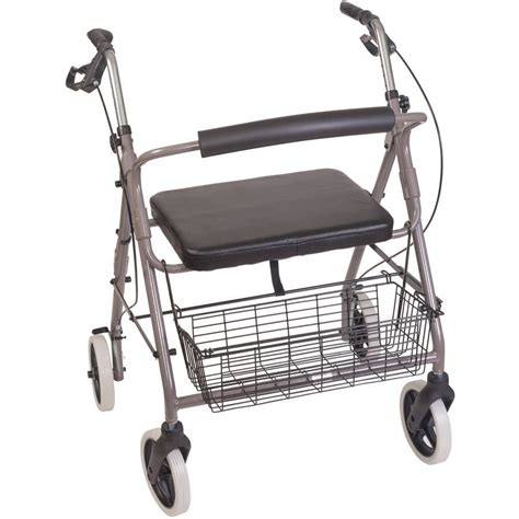 duro med dmi lightweight extra wide aluminum rollator walker  seat titanium folding
