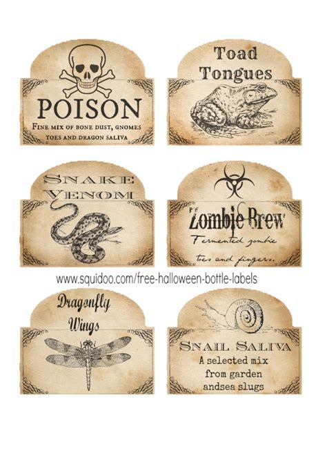 printable halloween bottle labels  potion labels holidappy