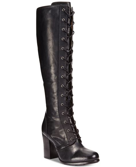 frye womens parker tall laceup dress boot  black lyst