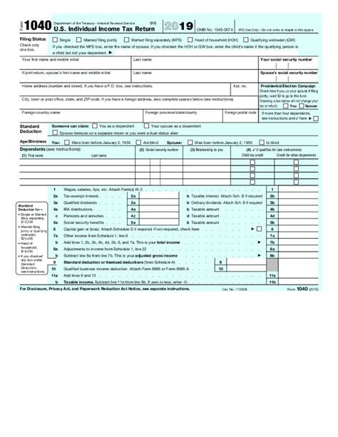 Irs 1040 Form Fillable Printable In Pdf Printable For