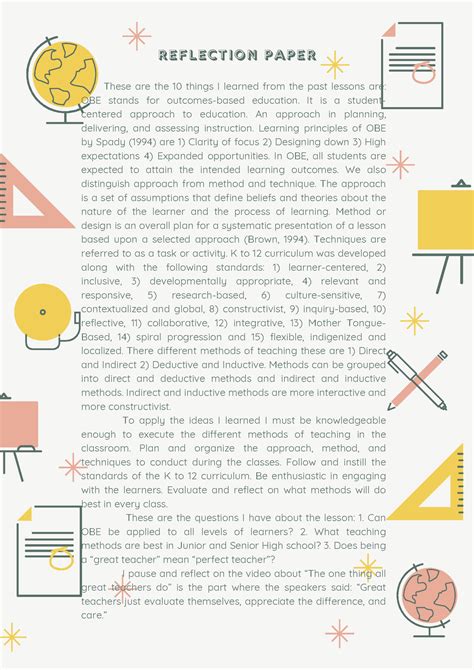 reflection paper elements  teaching           p  p