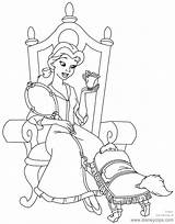 Coloring Belle Beauty Beast Chip Pages Printable Disney Disneyclips Footstool sketch template
