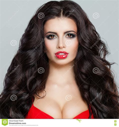Beautiful Brunette Woman Fashion Model With Curly Hair
