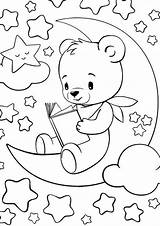 Bear Coloring Pages Cute Tulamama Kids Easy Moon Print sketch template