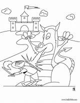 Dragon Knight Fighting Coloring Pages Color Knights Drawing Hellokids Print Online Getdrawings sketch template