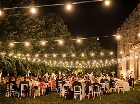 italy wedding outdoor reception decorations lighting