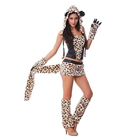 Fancy Sexy Girl Leopard Dress Costume Adult Women Halloween Carnival