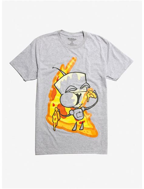 Invader Zim Gir Eating Pizza T Shirt Grey Hot Topic