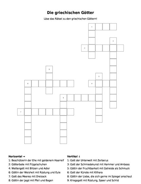 die griechischen goetter kreuzwortraetsel link und