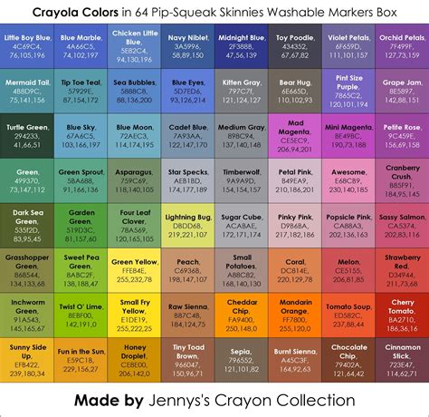 list  current crayola marker colors jennys crayon collection