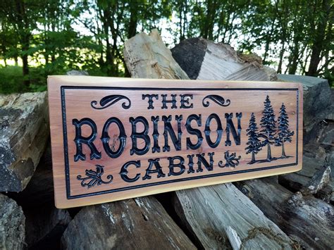cabin signs wooden signs custom outdoor  sign personalized
