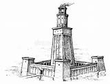 Alexandria Faro Alessandria Leuchtturm Lighthouse Benieuwd Wereld Zeven Greci Disegnato Meraviglie Sette Costruzione Antico Greeks Sieben Antike Wunder Konstruktionen Dras sketch template