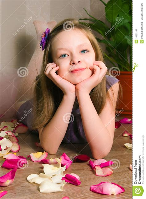 The Girl Dreams Stock Image Image Of Smile Rose Head 25632253