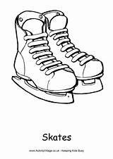 Coloring Skates Colouring Pages Winter Printable Ice Skate Kids Skating Activity Print Color Clothes Village Explore sketch template