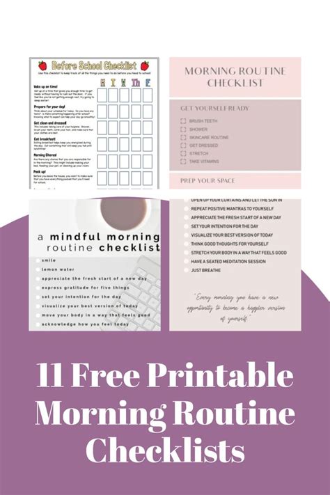 printable morning routine checklists  adults students morning