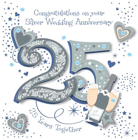 Handmade Silver 25th Wedding Anniversary Greeting Card