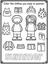 Worksheets Seasons Clothes Preschool Clothing Kids Activities Pre Seasonal Worksheet Summer Para English Preescolar School Kindergarten Wear Printable Activity Niños sketch template
