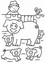 Coloring Farm Animal Pages Preschool Kleurplaat Kindergarten Boerderij Varkens Worksheets Animals Crafts Dessin Sheets Met Cochon Theme Cow Toddler Choose sketch template