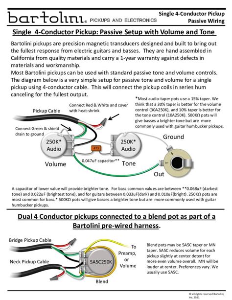wiring diagrams bartolini pickups electronics