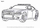 Police Car Draw Dodge Drawing Step Tutorials sketch template
