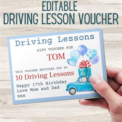 driving lesson gift voucher template learner driver  etsy
