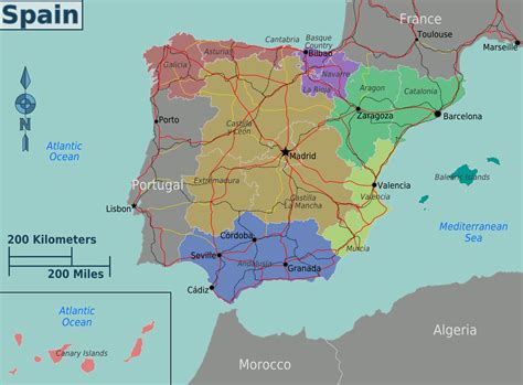 landkarte spanien touristische karte weltkartecom karten und