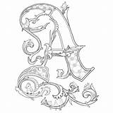 Coloring Initial Pages Illuminated Letters Initials Getdrawings sketch template