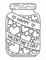 Coloring Valentines Pages Printable Valentine Candy Sheets Hearts Jar sketch template