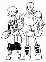 Undertale Frisk Coloring Pages Template Sketch Sans Papyrus Chara Asriel sketch template