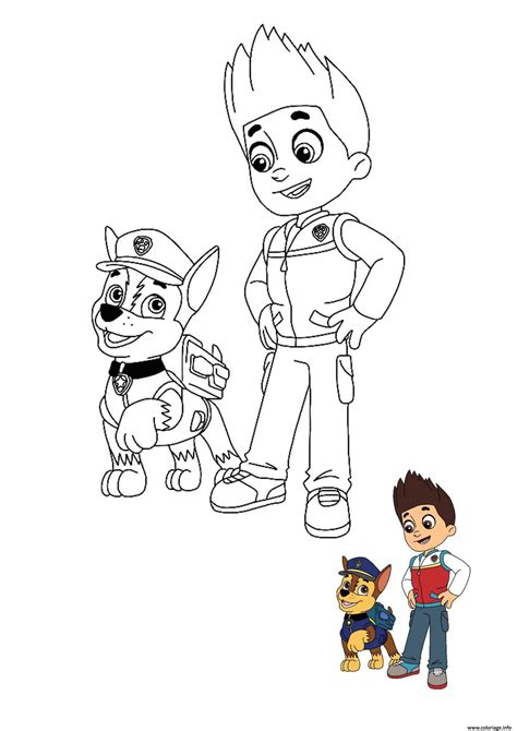 coloriage ryder  chase discutent paw patrol jecoloriecom