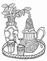 Coloring Pages Tea Set Printable Morocco Moroccan Colouring Adult Adults Iceland Drawing Color Getdrawings Sweet Teacup Drawings Getcolorings Cool Flag sketch template
