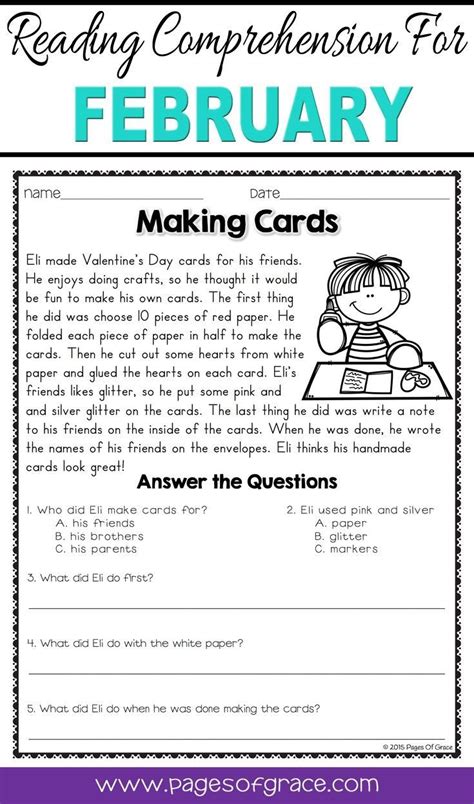 reading comprehension passages  questions  february reading comprehension comprehension