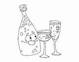 Champagne Bottle Coloring Glasses Coloringcrew sketch template