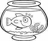 Fish Bowl Coloring Clipart Pages Cut Cartoon Color Paste Drawing Fishbowl Line Sheet Kids Getcolorings sketch template