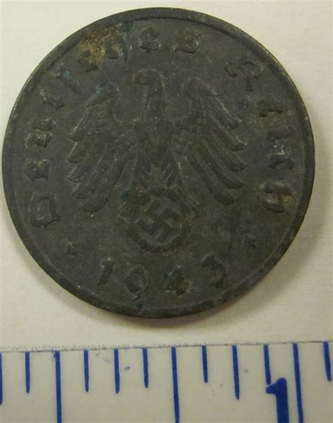 1943 A Germany Third Reich 1 Pfennig With Swastika Deutsches Reich