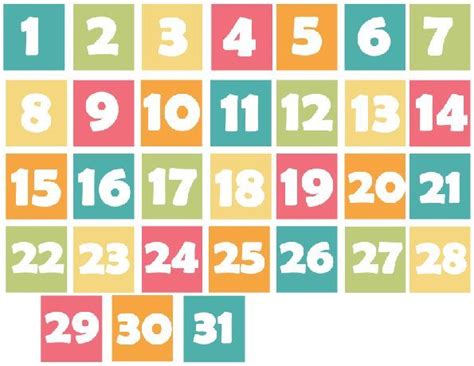 printable calendar numbers   teaching resources tpt  printable