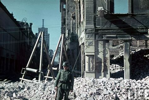 world war ii  color  aftermath   bombing  warsaw
