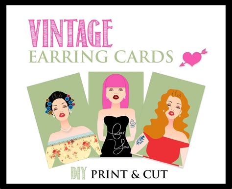vintage earring cards template design diy printable earring cards