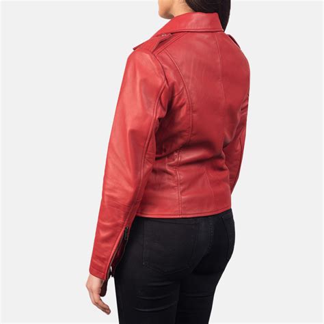 buy women s flashback red leather biker jacket mlj