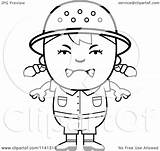 Angry Safari Girl Clipart Cartoon Outlined Coloring Vector Thoman Cory Royalty sketch template