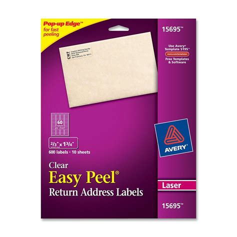 avery rectangle    easy peel return address label   pack clear ld products