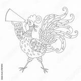 Coloring Chinese Year Vector Rooster Symbol Illustration Book Comp Contents Similar Search sketch template